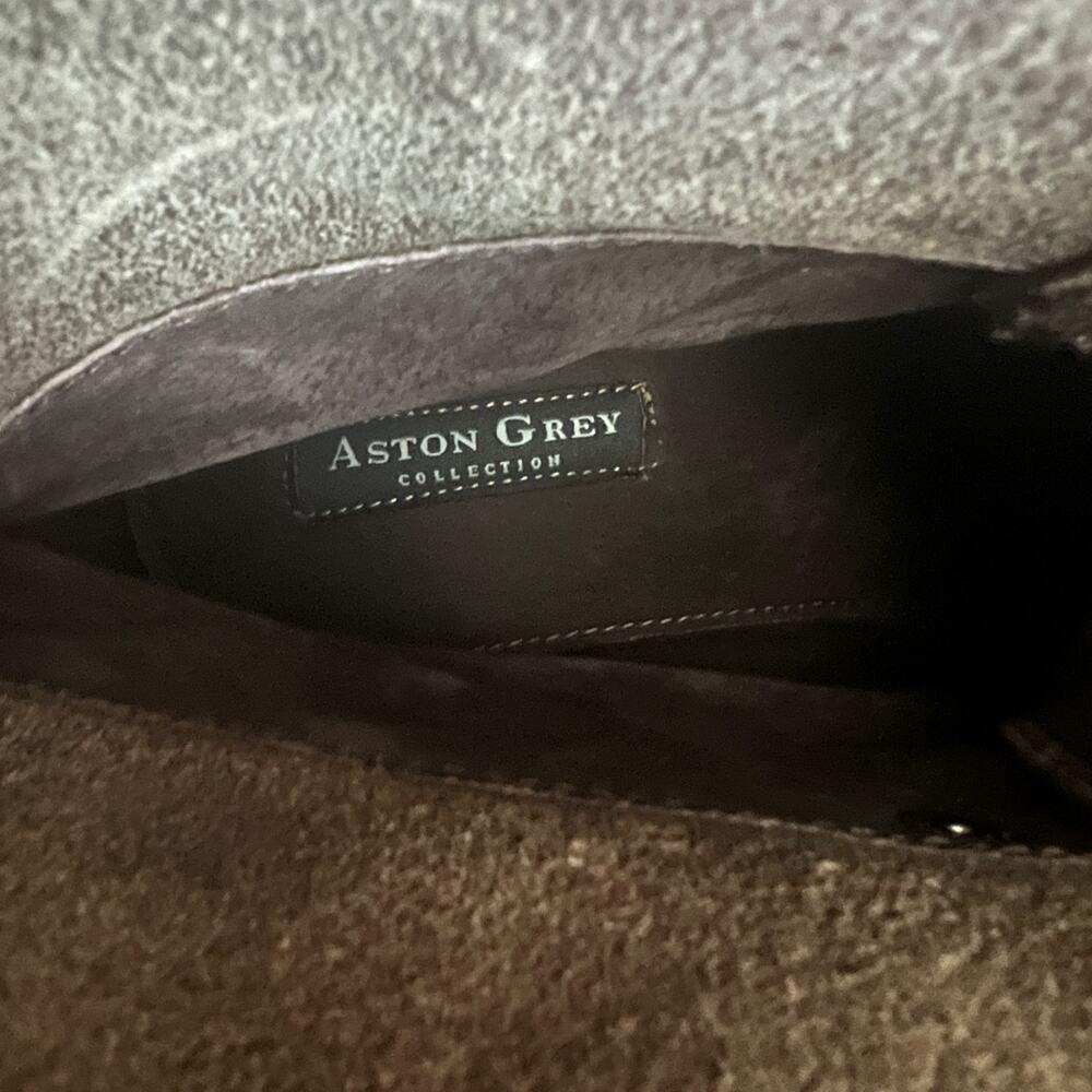 ASTON GREY Collection Brooklyn Gray Leather Combat Boots size 12 - Picture 14 of 15